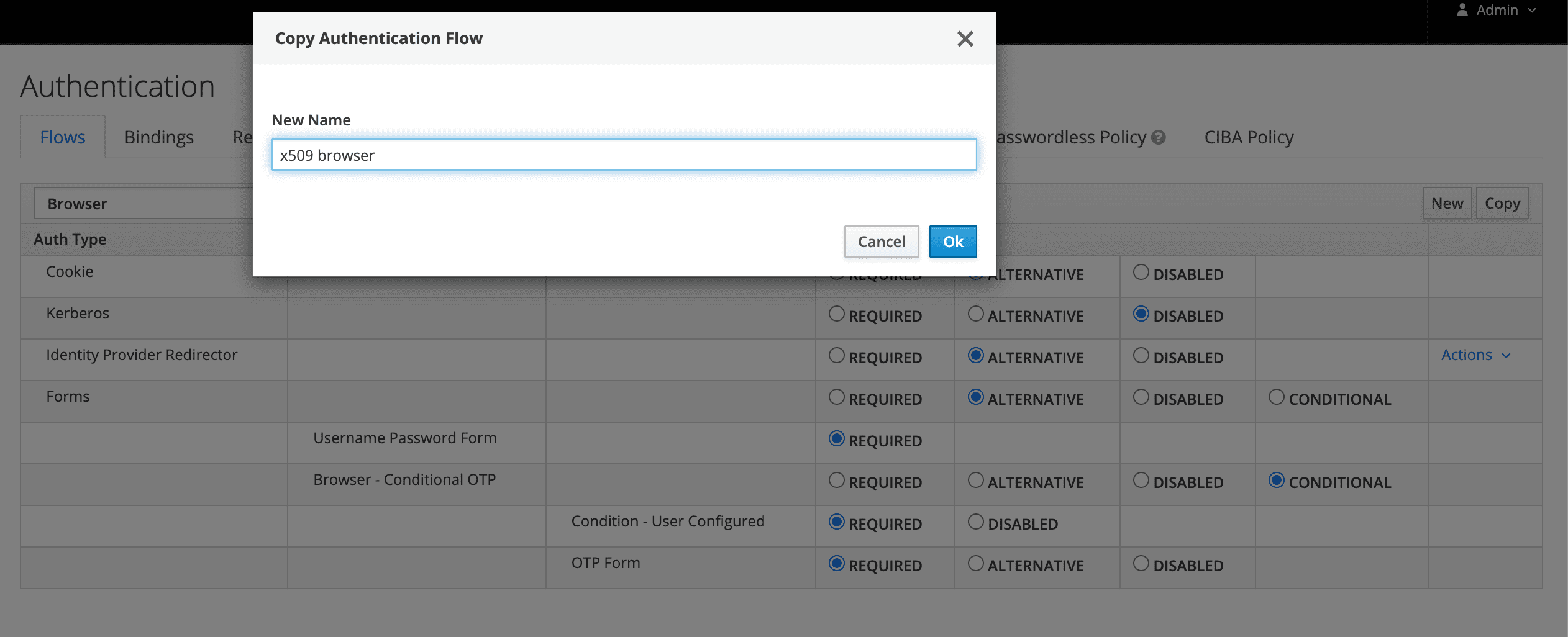 Скриншот раздел Authentication