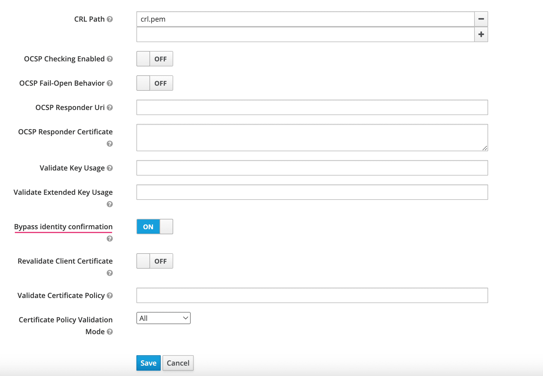 Скриншот конфигурация параметров