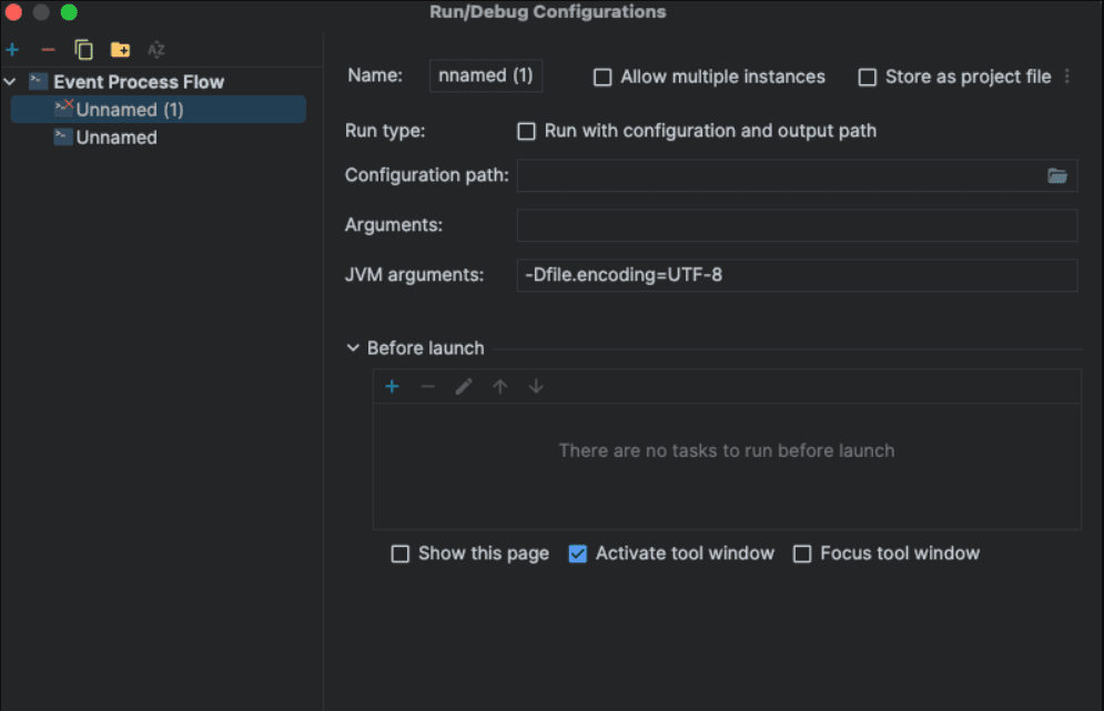 Edit configuration
