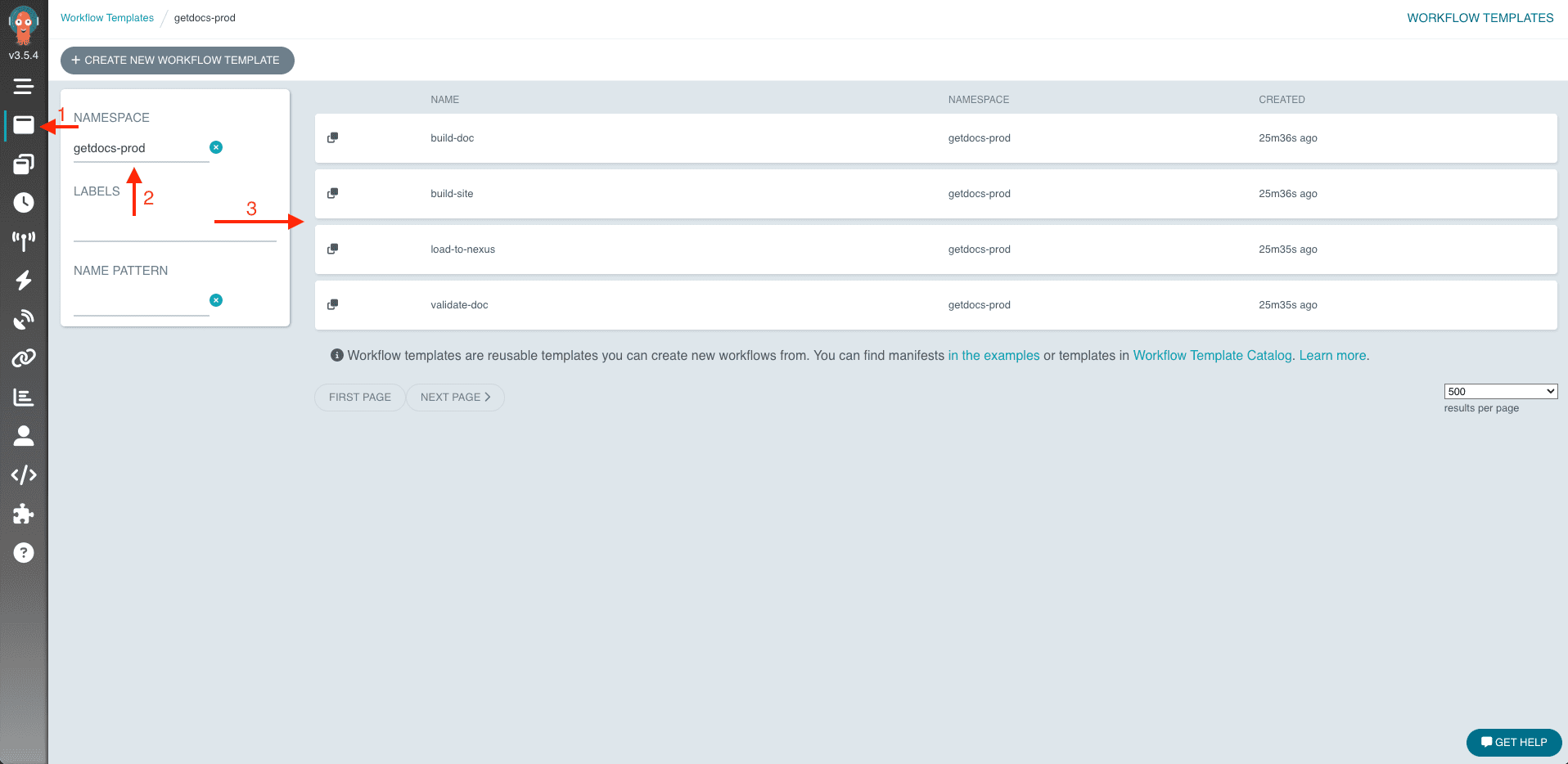 Создание нового workflow template