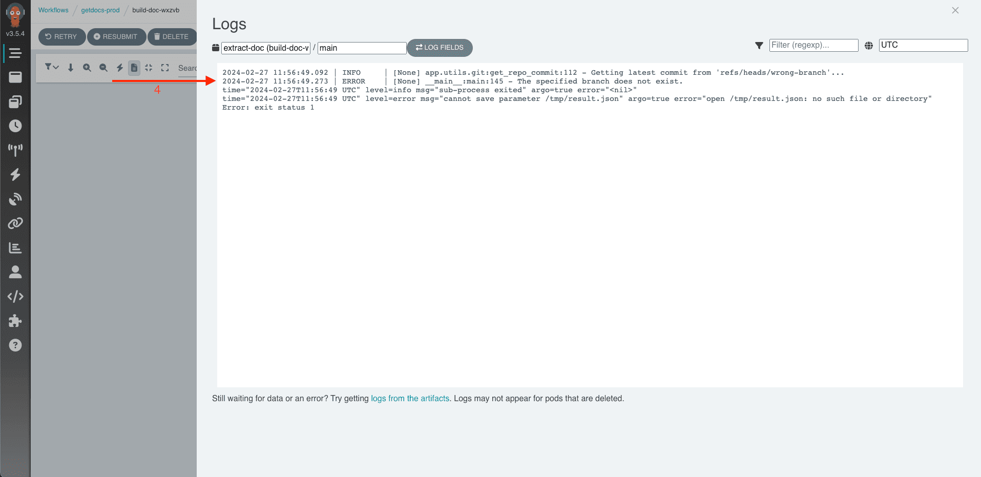 Ошибка в логах сборки
