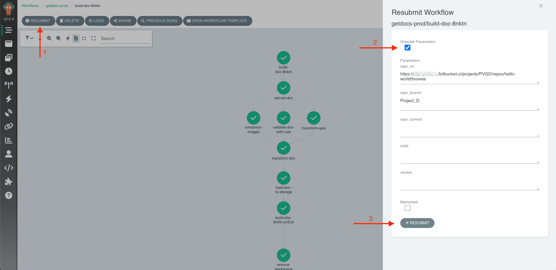 Перезапуск workflow