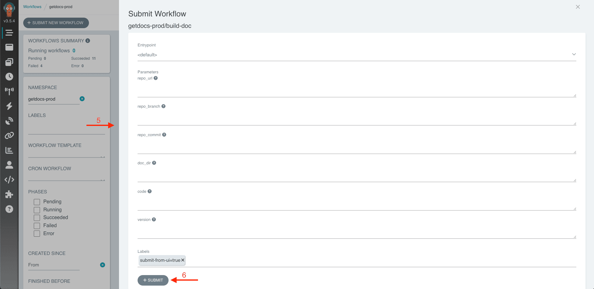 Запуск нового workflow