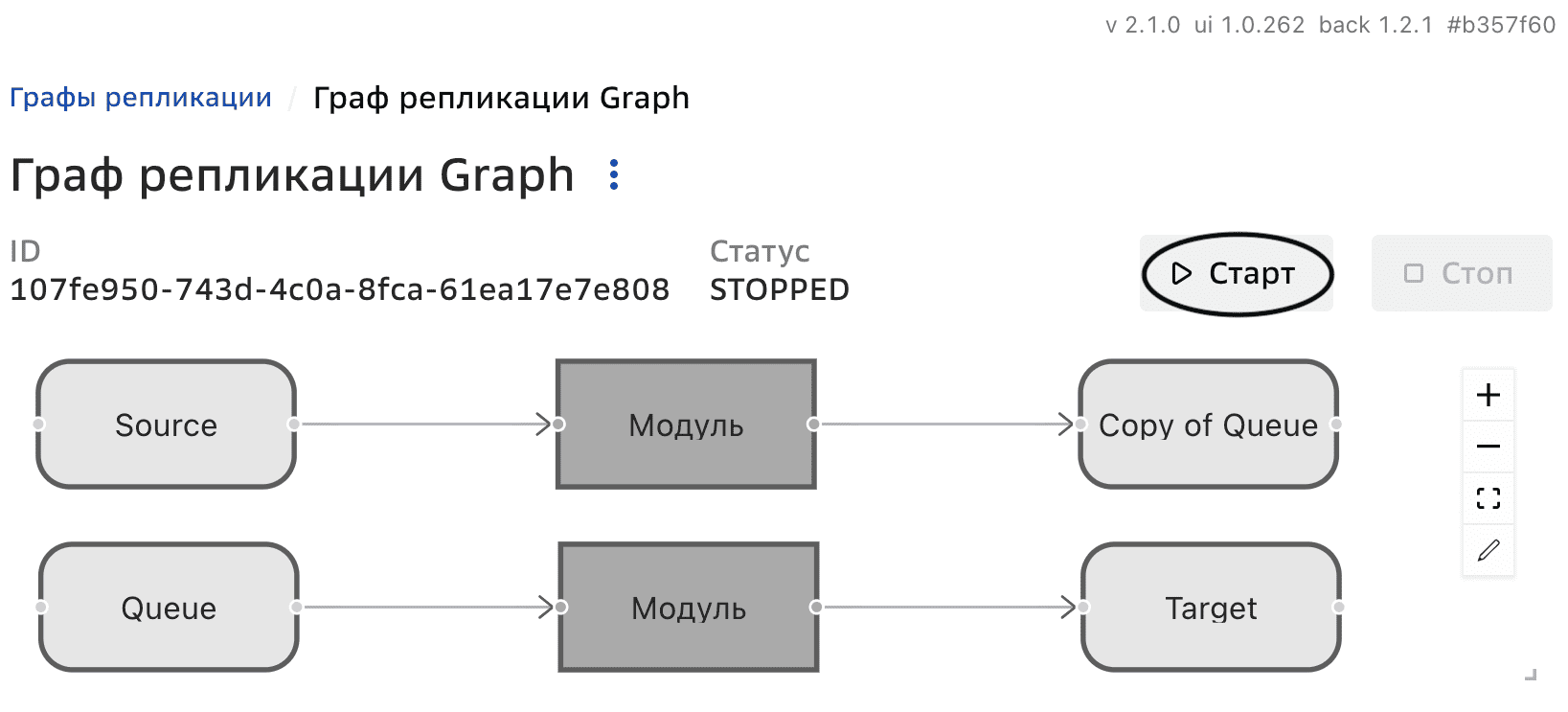 Графы репликации, Запуск графа