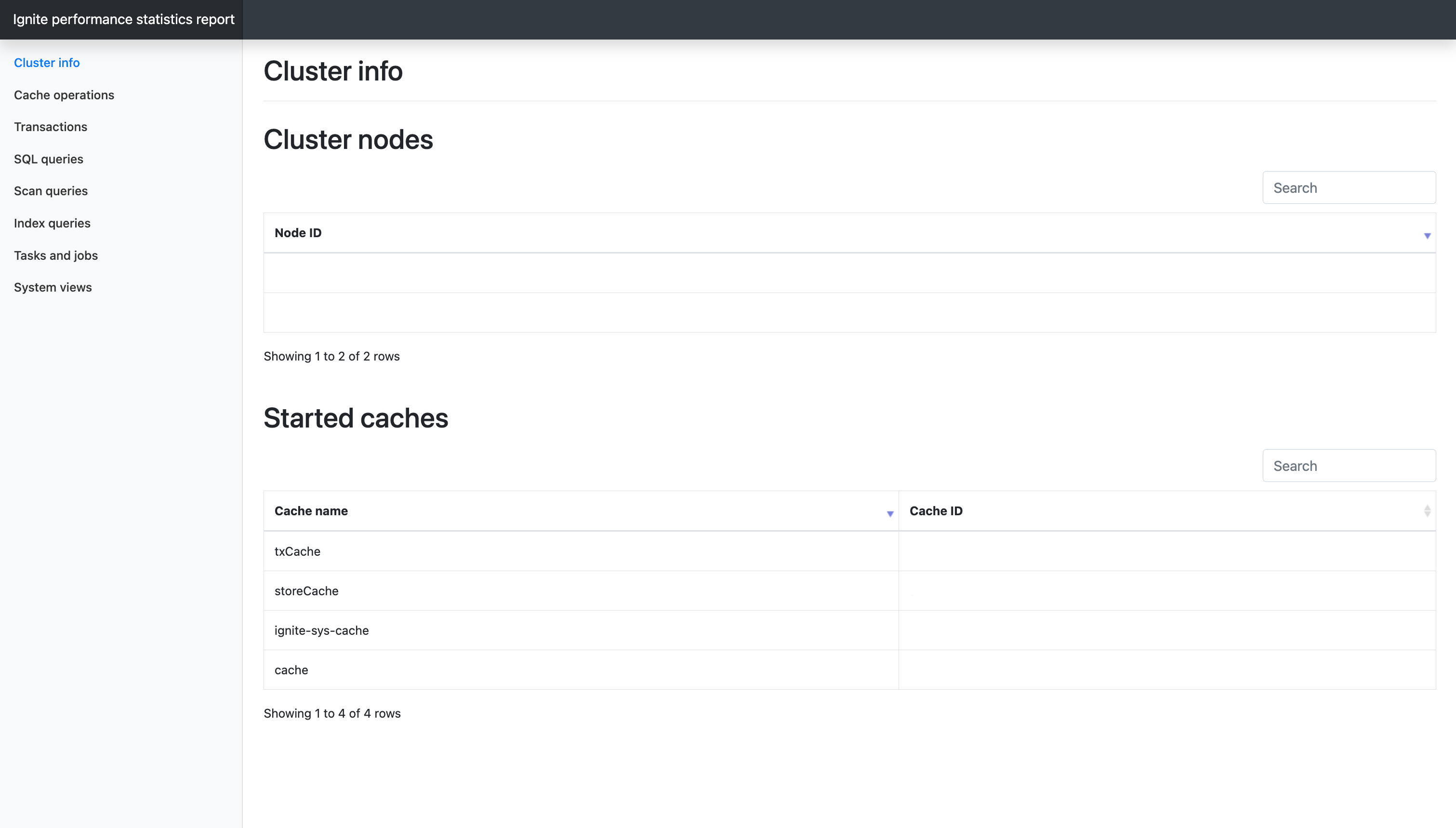 Cluster info