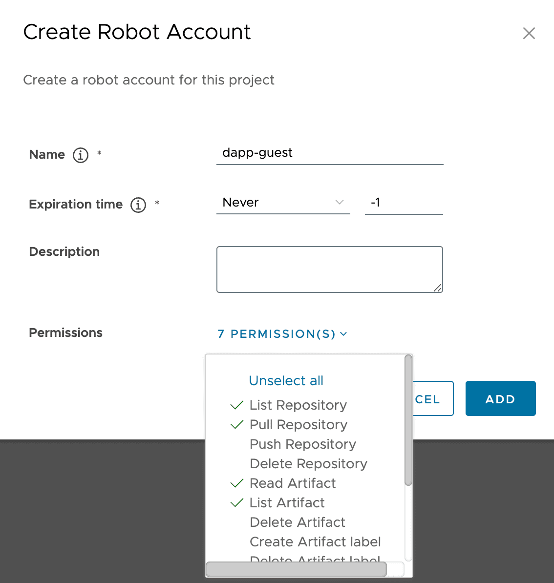 Создание Robot-аккаунта