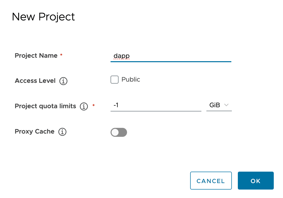Создание проекта в Harbor