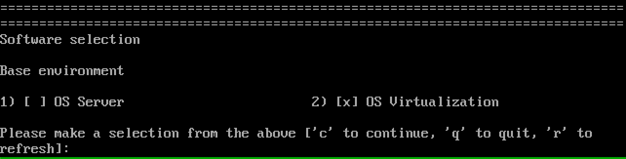 Меню выбора базового окружения