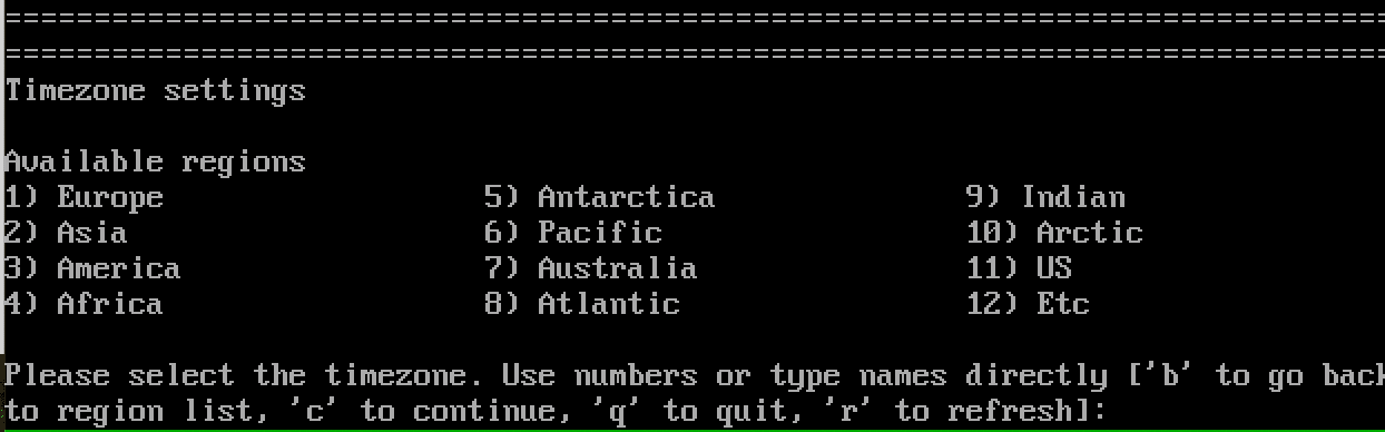 Меню выбора региона