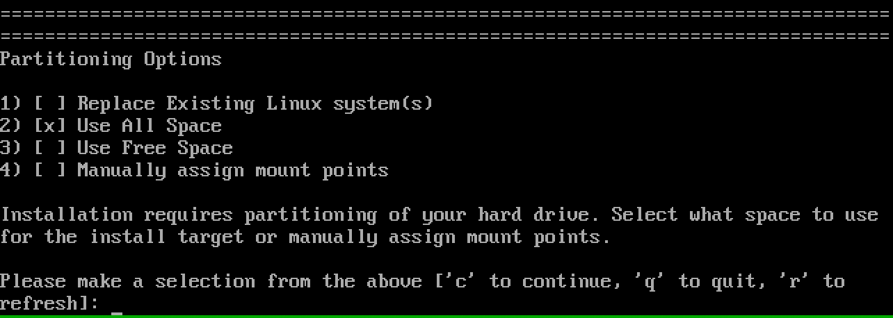Выбор способа размещения системы на диске