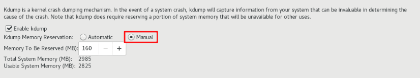 Память для файлов kdump