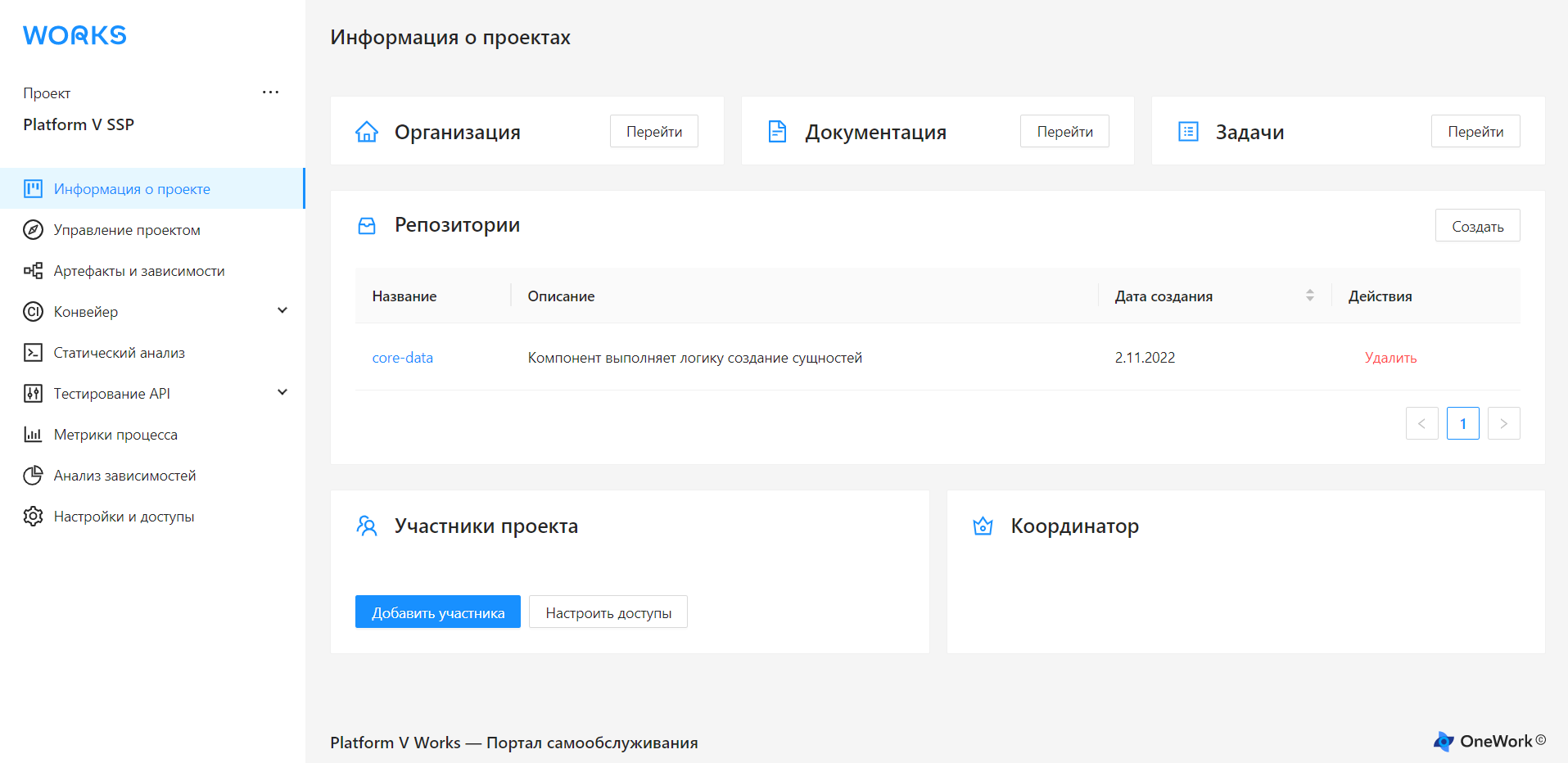 Проектная область — основная область