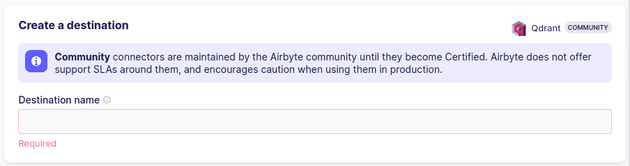 Пункт назначения qdrant в Airbyte